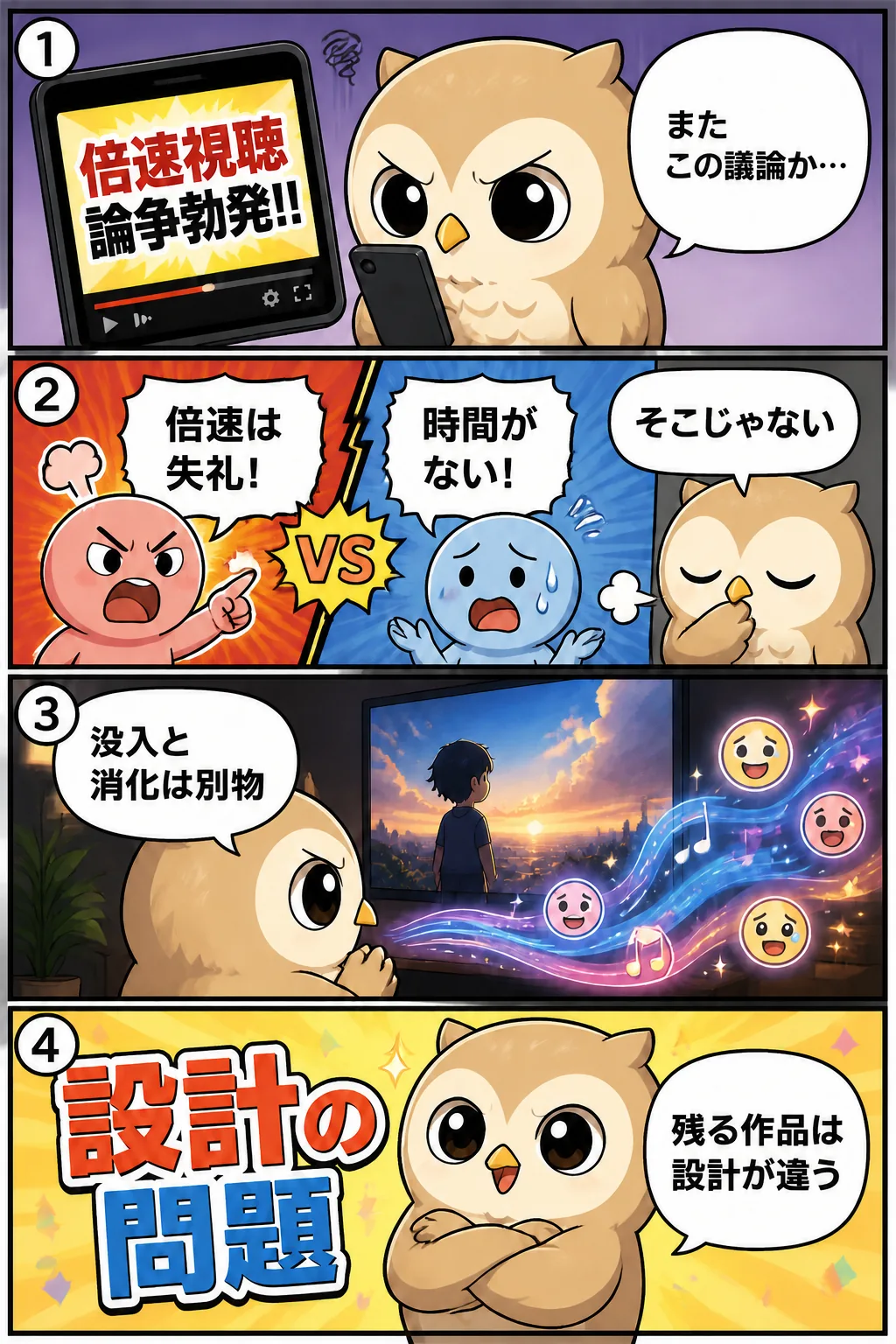 倍速視聴 4コマ漫画