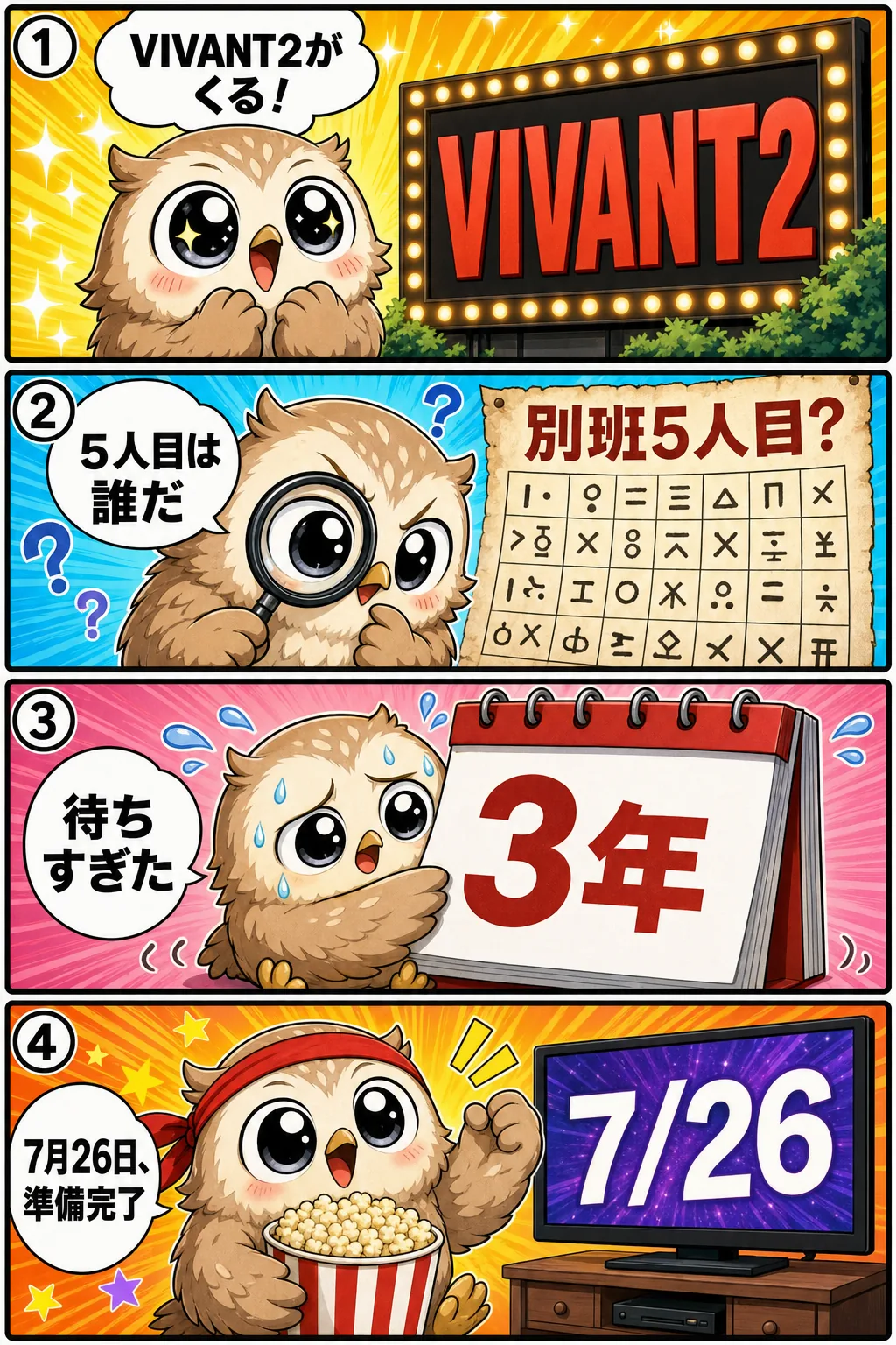 VIVANTシーズン2は7月26日スタート。前作の別班と謎を整理する 4コマ漫画