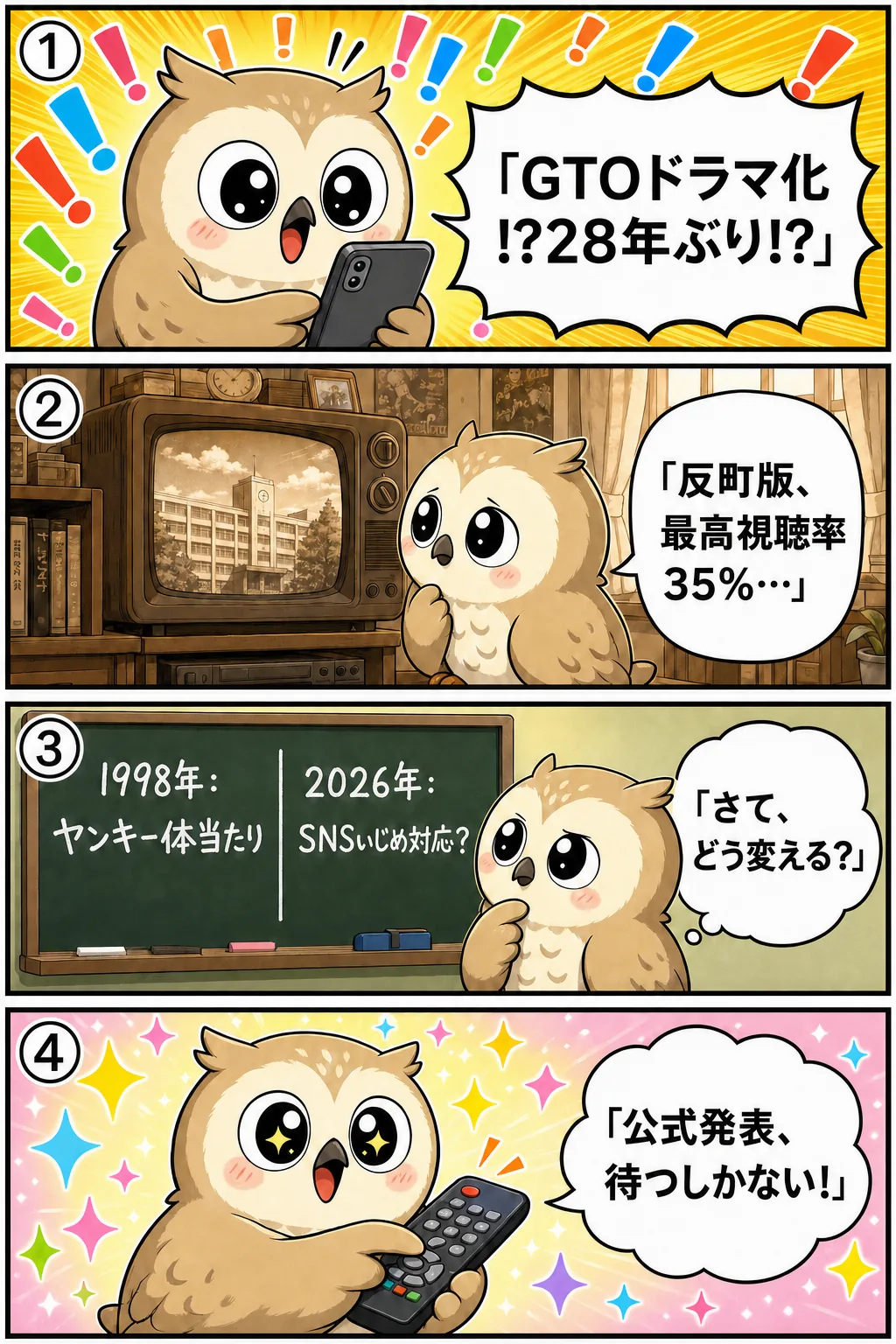 GTOが28年ぶりにドラマ復活、なぜ今・何が変わるのか 4コマ漫画