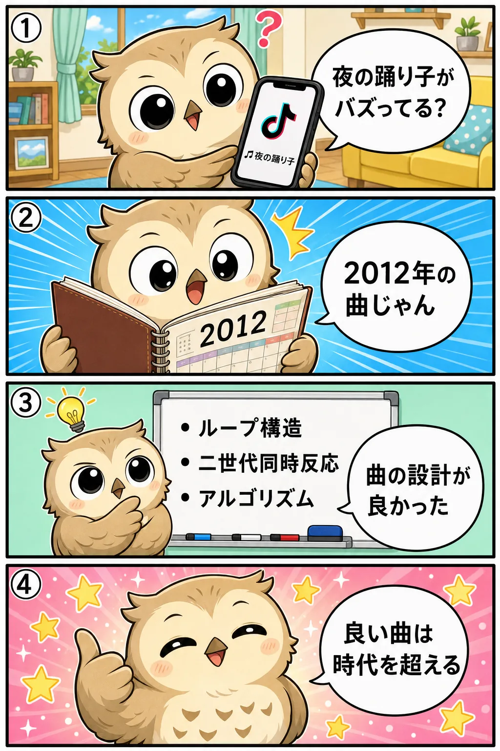夜の踊り子が14年後にTikTokで再燃した構造が面白い 4コマ漫画