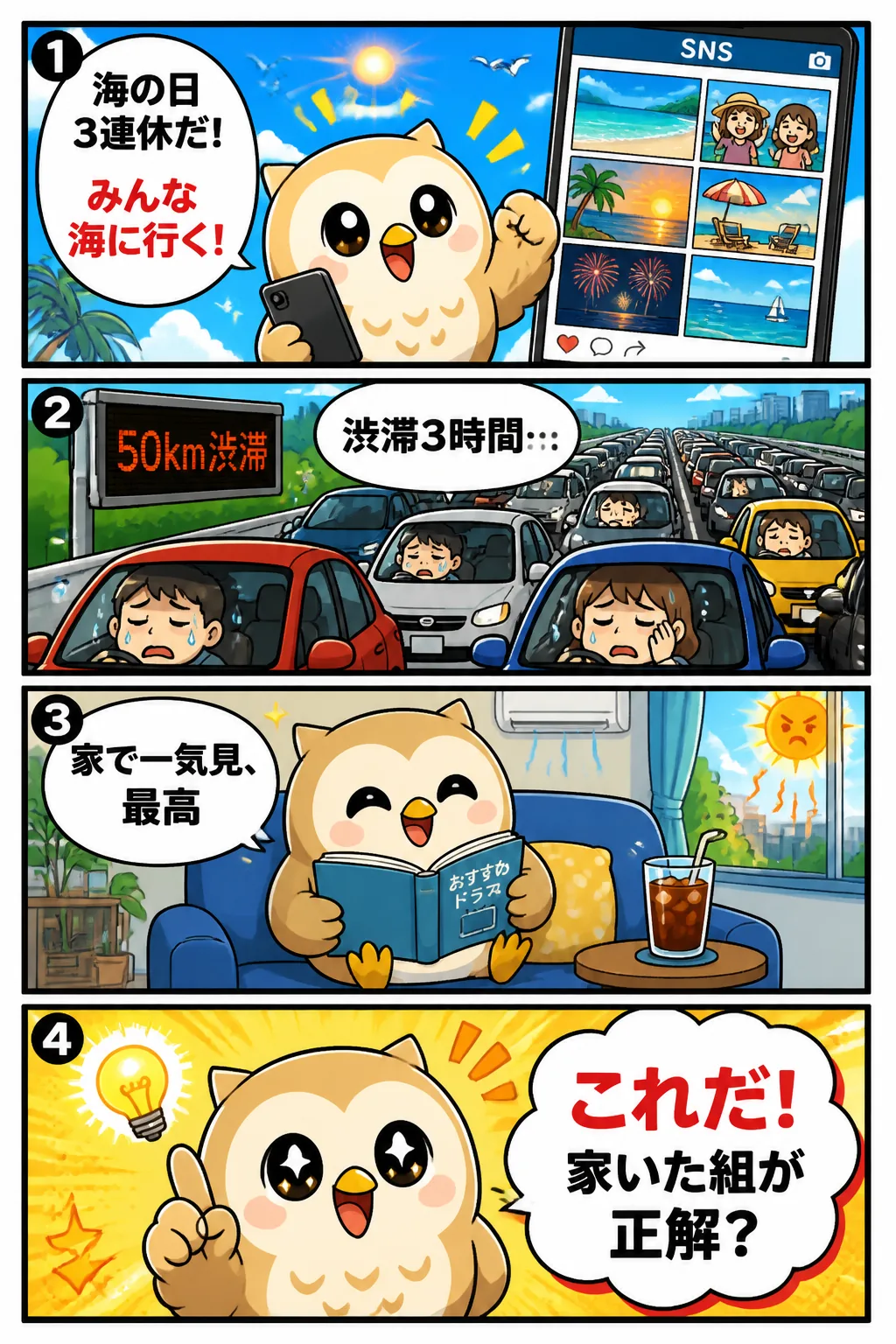 writing-style-core.md の読み取り許可が必要です。ただし、プロンプトにアンチAI文体のルールが抜粋済 4コマ漫画